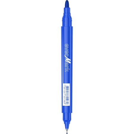 Foto ilustrativa Marcador Permanente Ponta Dupla EverMark Azul