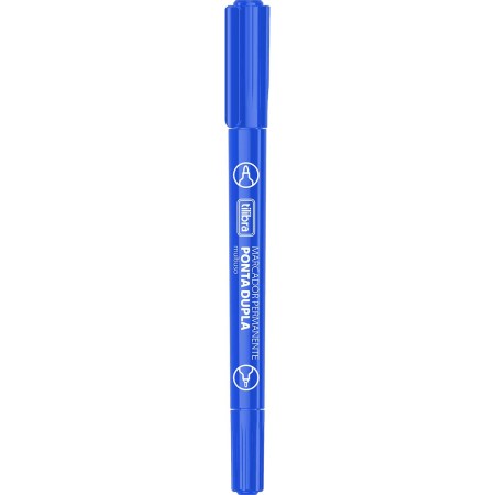 Foto ilustrativa Marcador Permanente Ponta Dupla EverMark Azul