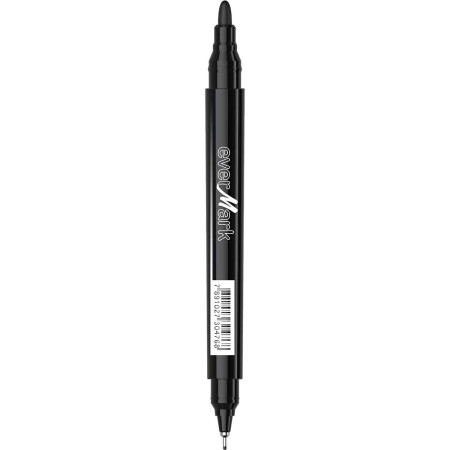 Foto ilustrativa Marcador Permanente Ponta Dupla EverMark Preto