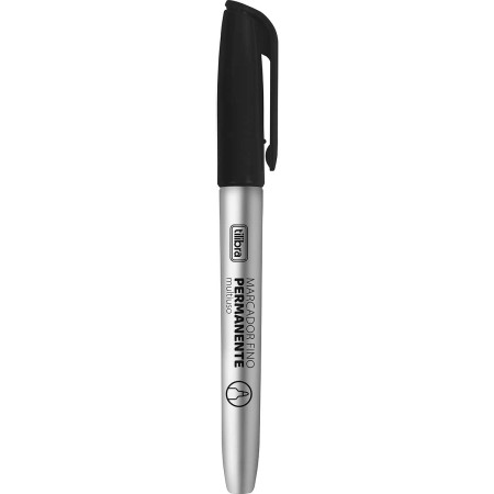 Foto ilustrativa Marcador Permanente Ponta Fina EverMark Preto