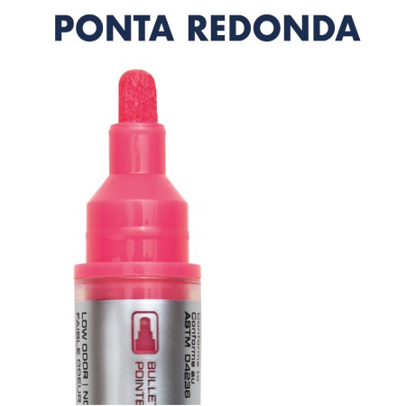 Foto ilustrativa Marcadores Neon para Quadro Negro - Caixa c/ 6 unidades