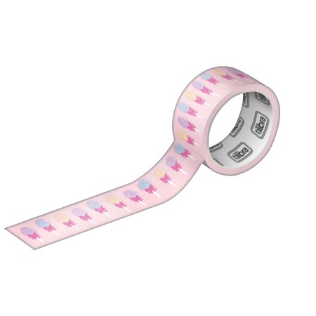 Foto ilustrativa Mini Fita Adesiva Washi Tape 12mmX3m Candy - Blister com 5 + Dispenser