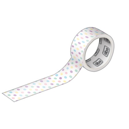 Foto ilustrativa Mini Fita Adesiva Washi Tape 12mmX3m Candy - Blister com 5 + Dispenser