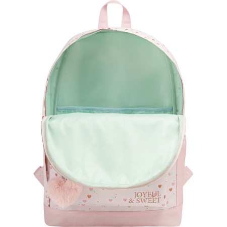 Foto ilustrativa Mochila de Costas Académie Corações Metalizados com detalhes Rosé