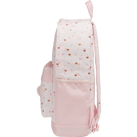 Foto ilustrativa Mochila de Costas Académie Corações Metalizados com detalhes Rosé