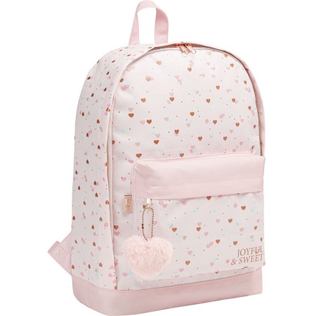 Foto ilustrativa Mochila de Costas Académie Corações Metalizados com detalhes Rosé