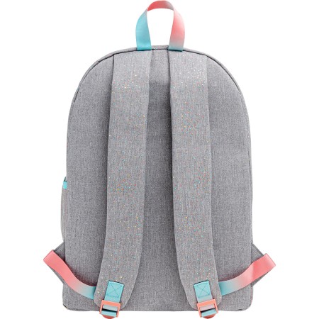 Foto ilustrativa Mochila de Costas Académie Dots Cinza com frase