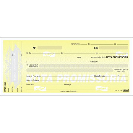 Foto ilustrativa Nota Promissória Grande - 50 Folhas