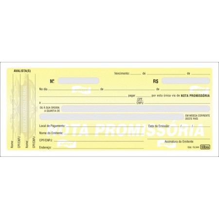 Foto ilustrativa Nota Promissória Pequena - 50 Folhas