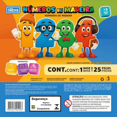 Foto ilustrativa Números de Encaixe de Madeira 26 Peças