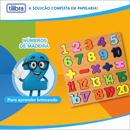 Foto ilustrativa Números de Encaixe de Madeira 26 Peças