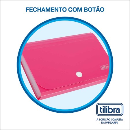 Foto ilustrativa Pasta Sanfonada Polipropileno A4 12 Divisões Color Rosa