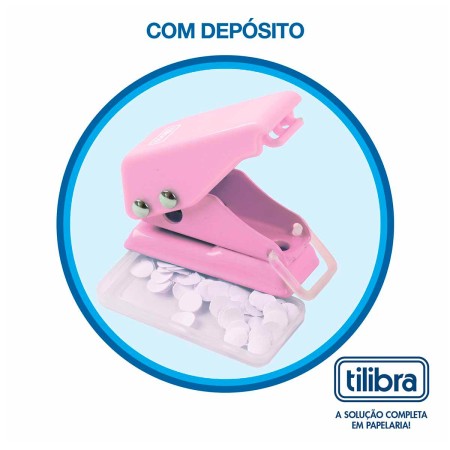 Foto ilustrativa Perfurador 1 Furo 10 Folhas P206 Rosa Claro