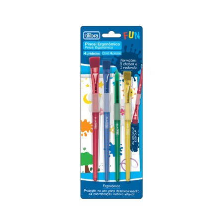 Foto ilustrativa Pincel Ergonômico FUN - Blister com 4 unidades