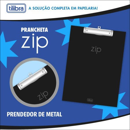 Foto ilustrativa Prancheta A4 Decorada Zip com Prendedor Metálico