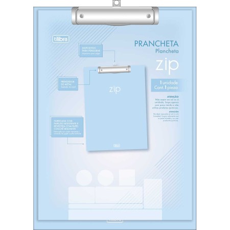 Foto ilustrativa Prancheta A4 Zip - Azul-Claro