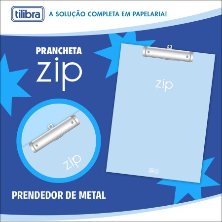 Foto ilustrativa Prancheta A4 Zip - Azul-Claro