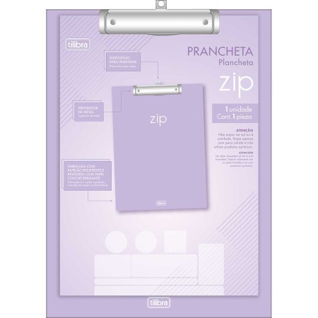 Foto ilustrativa Prancheta A4 Zip - Lilás