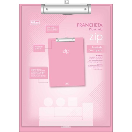 Foto ilustrativa Prancheta A4 Zip - Rosa-Claro