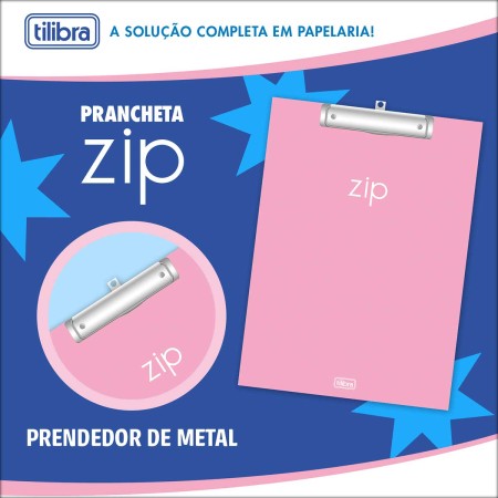 Foto ilustrativa Prancheta A4 Zip - Rosa-Claro
