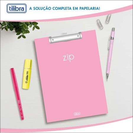 Foto ilustrativa Prancheta A4 Zip - Rosa-Claro