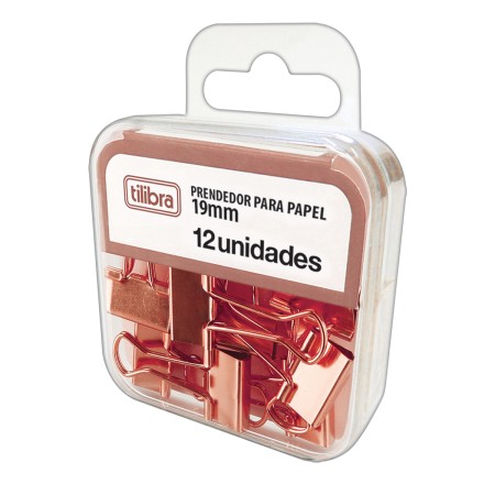 Foto ilustrativa Prendedor de Papel 19mm Ouro Rose 12 Unidades