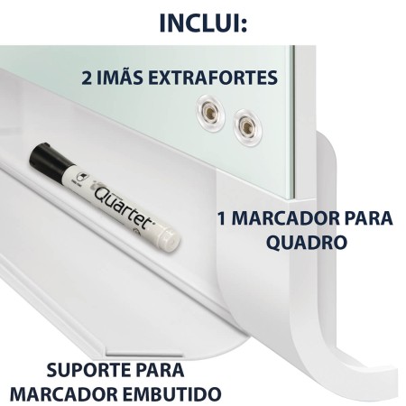 Quadro Branco Magnético Vidro Horizon 99x55cm - Quartet