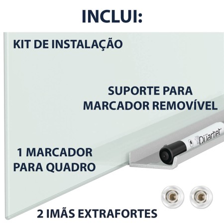 Foto ilustrativa Quadro Branco Magnético Vidro InvisaMount 127x71cm