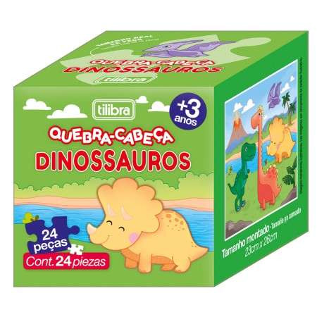 Foto ilustrativa Quebra-Cabeça 24 Peças Ilustrações - Safari, Dinossauros e Fundo do Mar - Sortido
