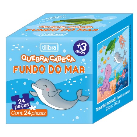 Foto ilustrativa Quebra-Cabeça 24 Peças Ilustrações - Safari, Dinossauros e Fundo do Mar - Sortido