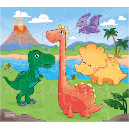 Foto ilustrativa Quebra-Cabeça 24 Peças Ilustrações - Safari, Dinossauros e Fundo do Mar - Sortido
