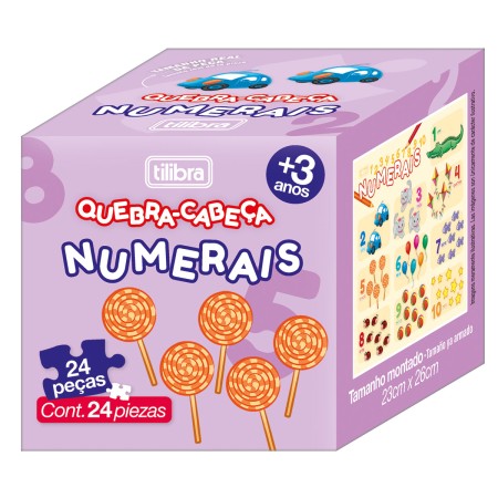 Foto ilustrativa Quebra-Cabeça 24 Peças Pedagógico - Cores, Numeros e Vogais - Sortido