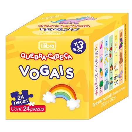 Foto ilustrativa Quebra-Cabeça 24 Peças Pedagógico - Cores, Numeros e Vogais - Sortido
