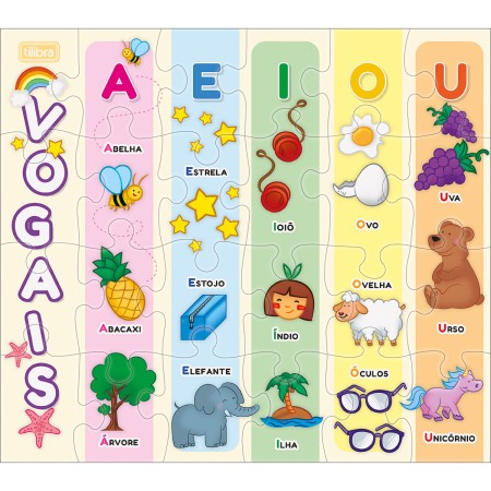 Foto ilustrativa Quebra-Cabeça 24 Peças Pedagógico - Cores, Numeros e Vogais - Sortido