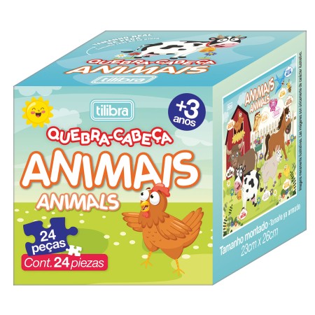 Foto ilustrativa Quebra-Cabeça 24 Peças Pedagógico - Corpo Humano, Animais e Emoções