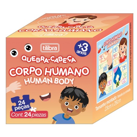 Foto ilustrativa Quebra-Cabeça 24 Peças Pedagógico - Corpo Humano, Animais e Emoções