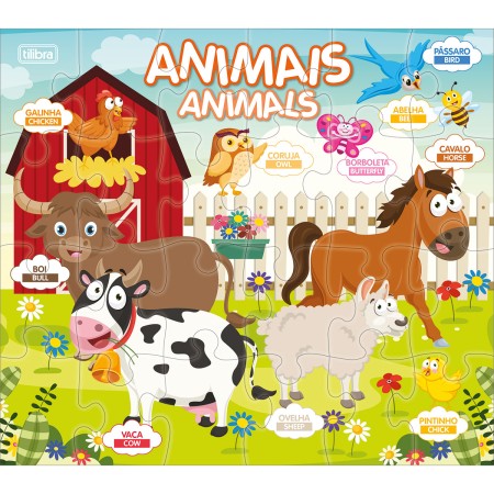 Foto ilustrativa Quebra-Cabeça 24 Peças Pedagógico - Corpo Humano, Animais e Emoções