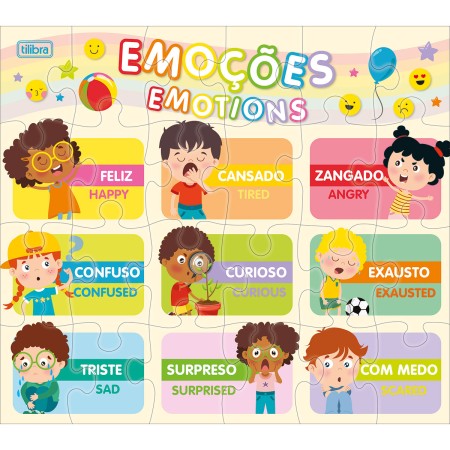 Foto ilustrativa Quebra-Cabeça 24 Peças Pedagógico - Corpo Humano, Animais e Emoções