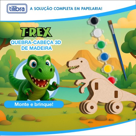 Foto ilustrativa Quebra-cabeça 3D Madeira T-Rex