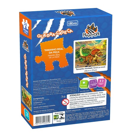 Foto ilustrativa Quebra-Cabeça Caixa Individual 24 Peças Raptor
