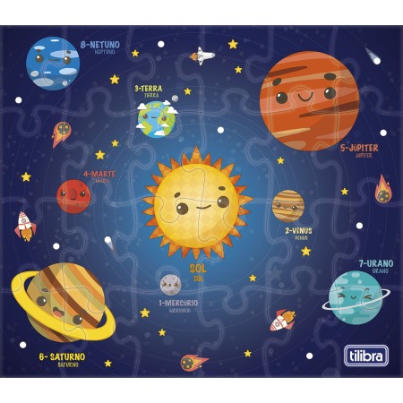 Foto ilustrativa Quebra-Cabeça Caixa Individual 24 Peças Sistema Solar