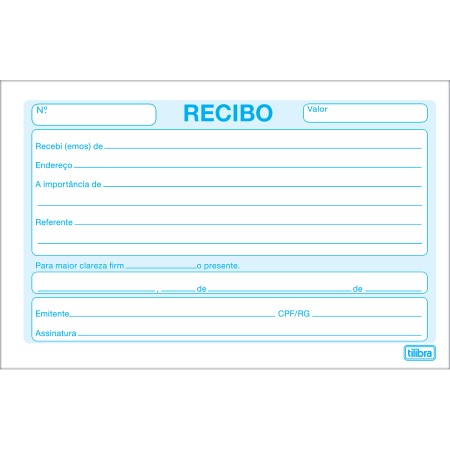 Foto ilustrativa Recibo Comercial Sem Canhoto Pequeno 50 Folhas