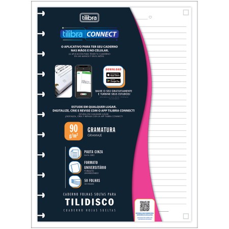 Foto ilustrativa Refil Connect Feminino para Tilidisco Universitário 50 Folhas