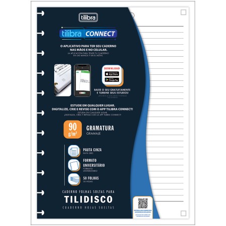 Foto ilustrativa Refil Connect para Tilidisco Universitário 50 Folhas