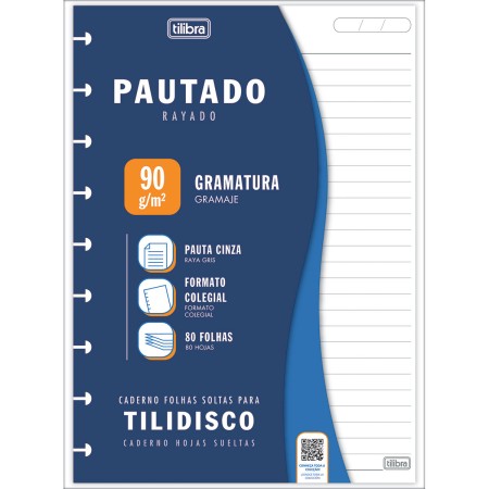 Foto ilustrativa Refil para Tilidisco Colegial 80 Folhas 90 Gramas