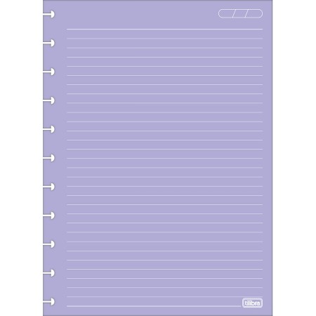 Foto ilustrativa Refil para Tilidisco Universitário Folhas Coloridas Pauta Branca 50 Folhas