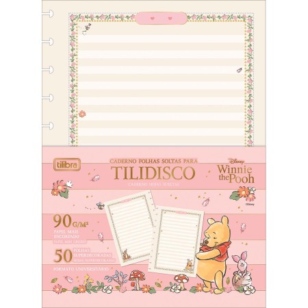 Foto ilustrativa Refil para Tilidisco Universitário Pooh 50 Folhas 90 Gramas