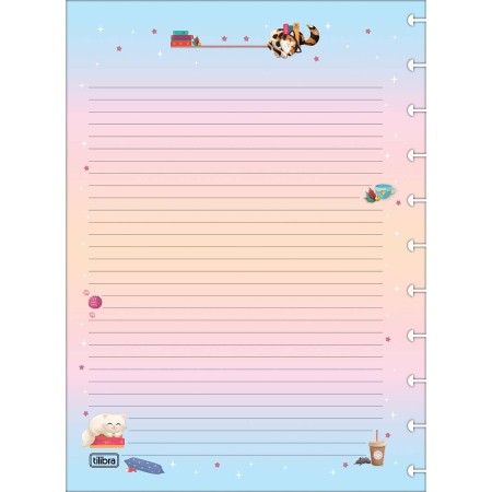 Foto ilustrativa Refil para Tilidisco Universitário Purrfect Cats 50 Folhas 90 Gramas