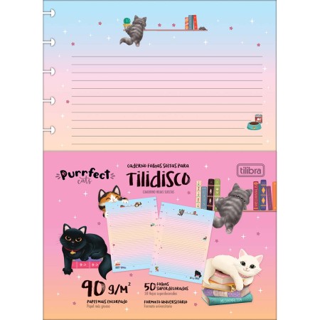 Foto ilustrativa Refil para Tilidisco Universitário Purrfect Cats 50 Folhas 90 Gramas