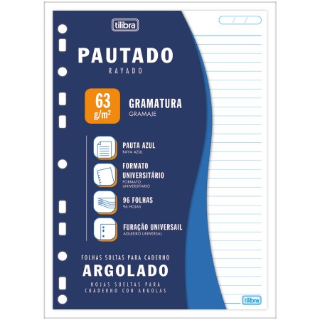 Foto ilustrativa Refil Tiliflex com Furação Universal para Caderno Argolado Universitário 96 Folhas Soltas